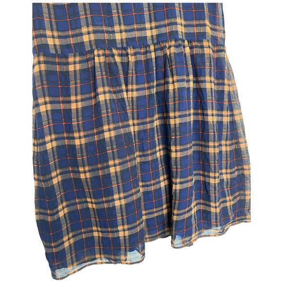 DV By Dolce Vita Womens XS Adelaide Plaid Chiffon Scoop Neck Lined Dress Blue - Picture 9 of 13